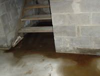 Water Pouring into a Penn Yan Basement through Hatchway Doors